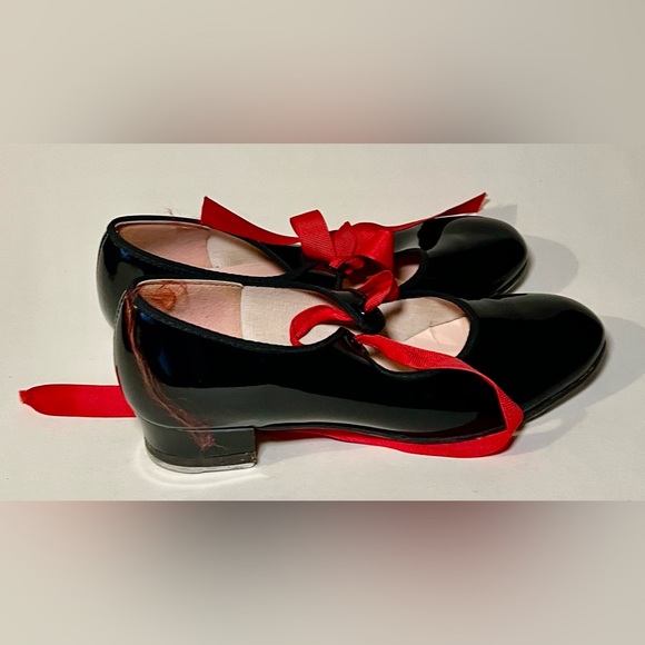 Capezio Dance Tap Shoes Pantent Leather Black, size 2 1/2 - Picture 3 of 8